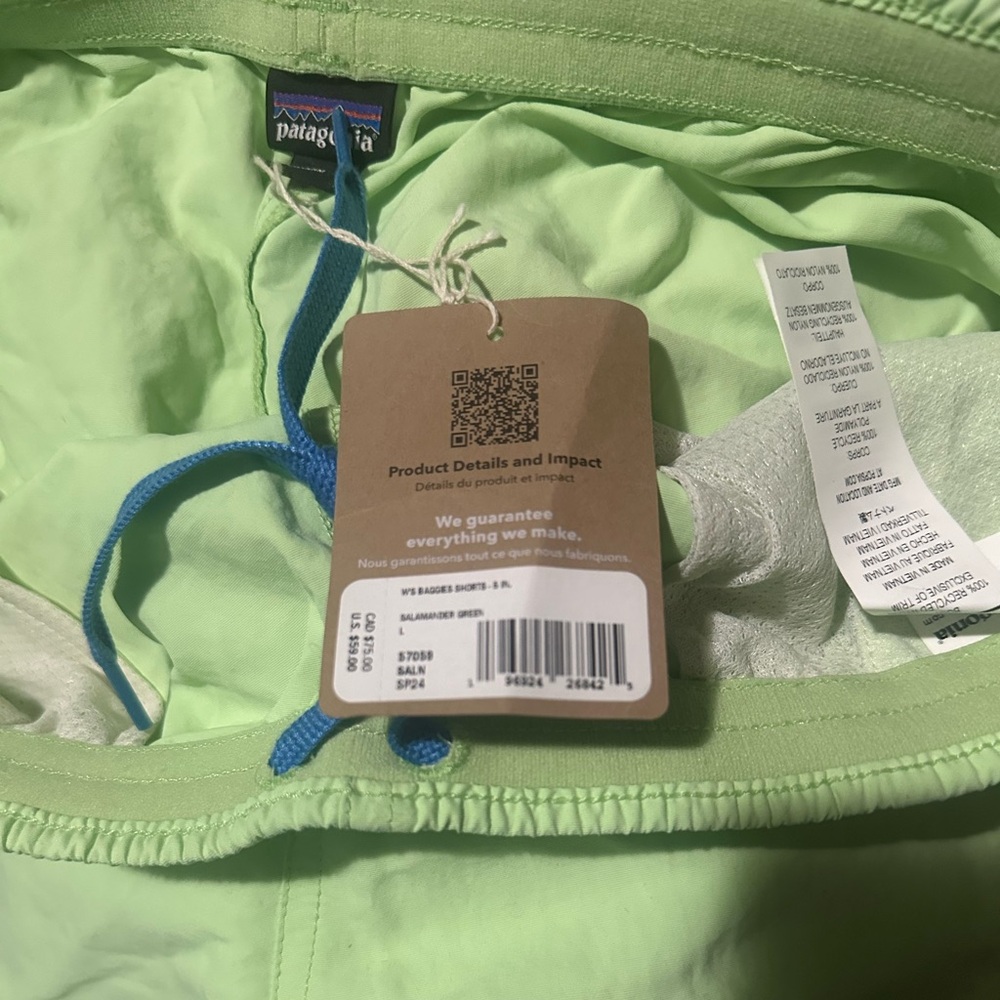 NWT! Patagonia Women's 5” Baggies Shorts Large Salamander Green - Picture 4 of 10
